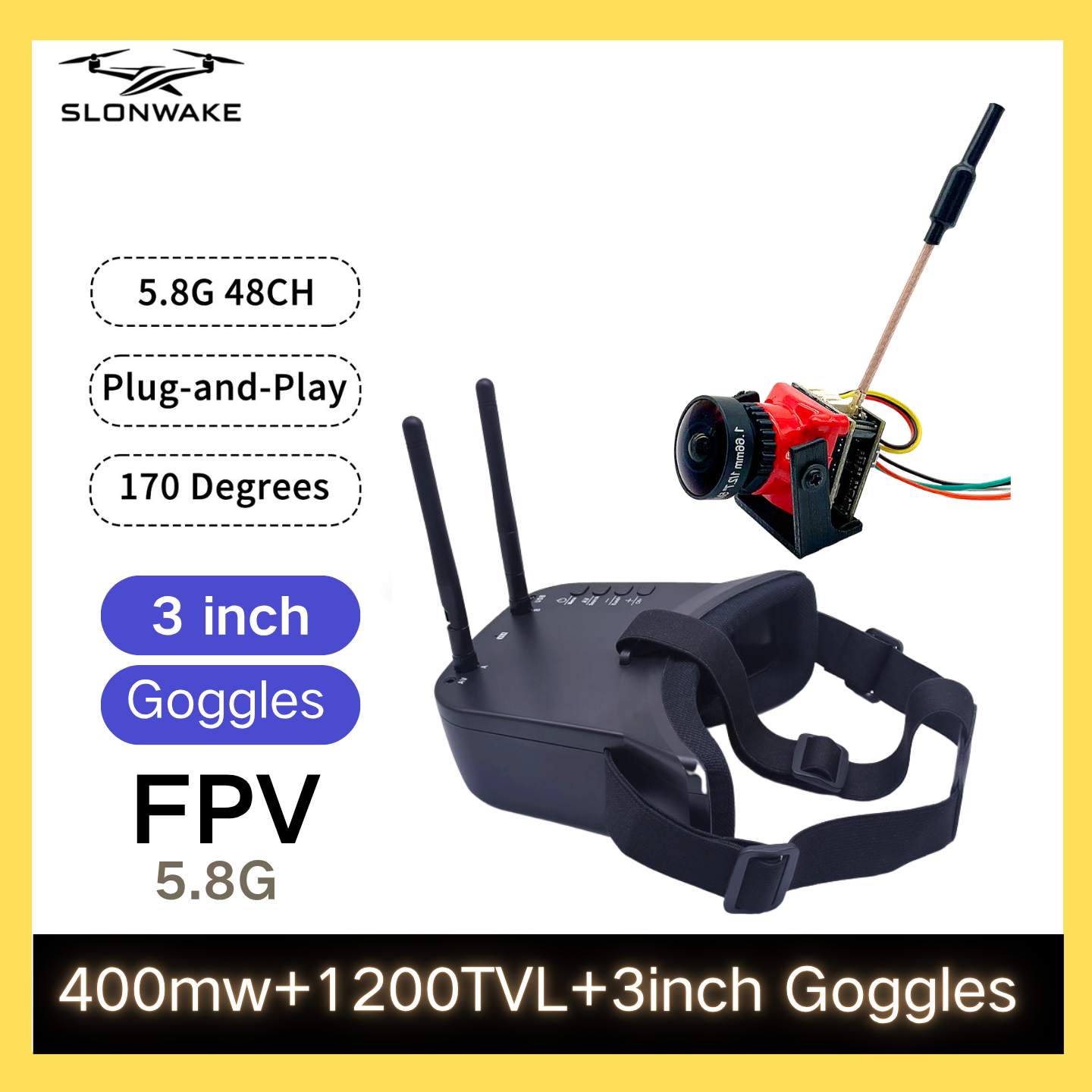 SLONWAKE 5.8G 48CH FPV 400mw V - đánh giá và giá Drone Racing Transmitter
