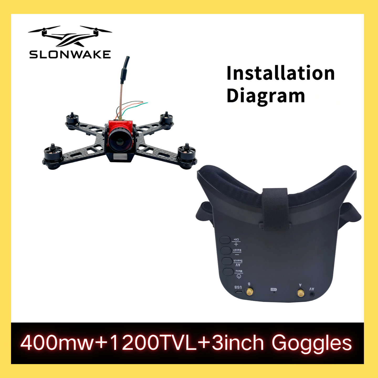 SLONWAKE 5.8G 48CH FPV 400mw V - đánh giá và giá Drone Racing Transmitter
