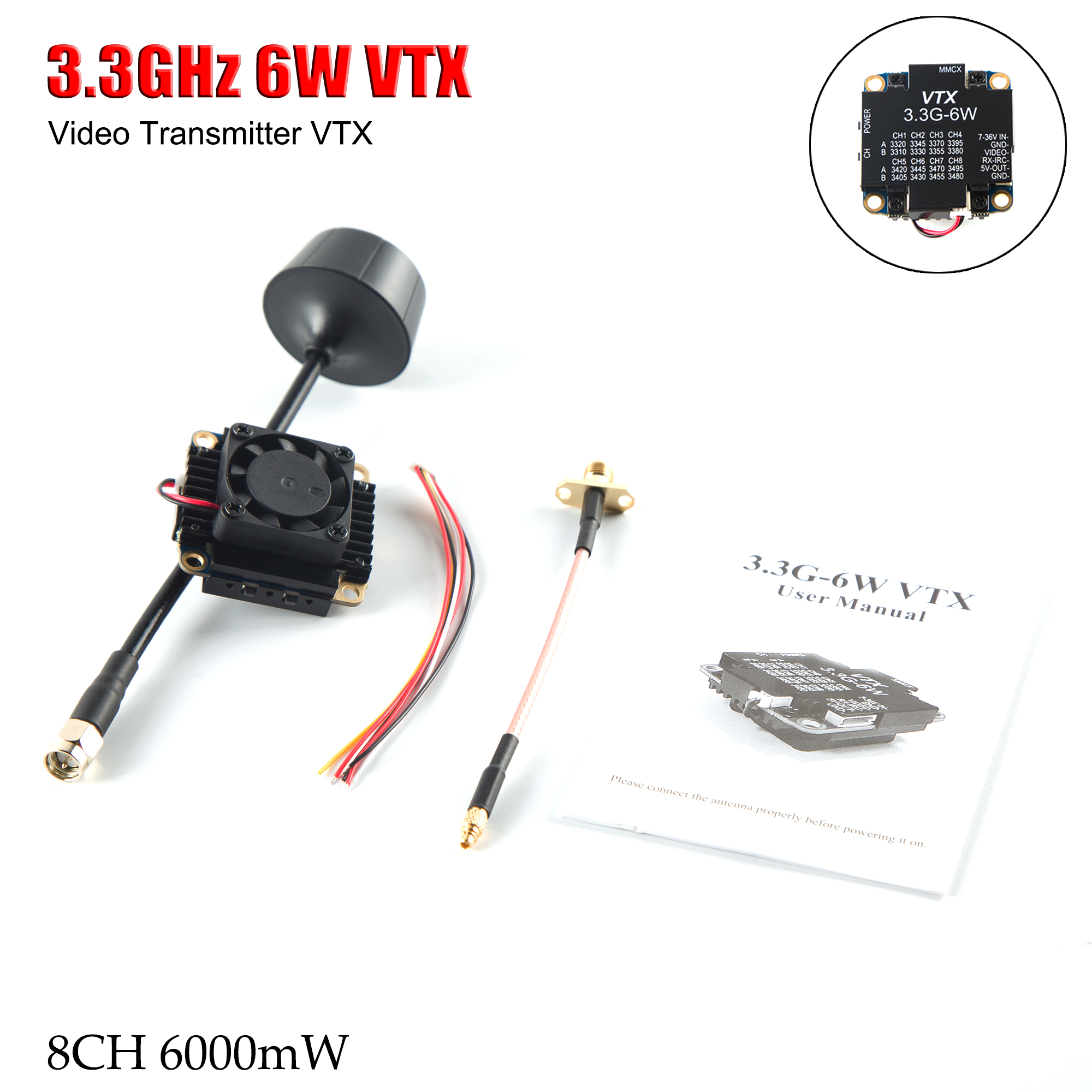 FPV Video Transmitter 3.3G 6W  - đánh giá và giá Drone Racing Transmitter