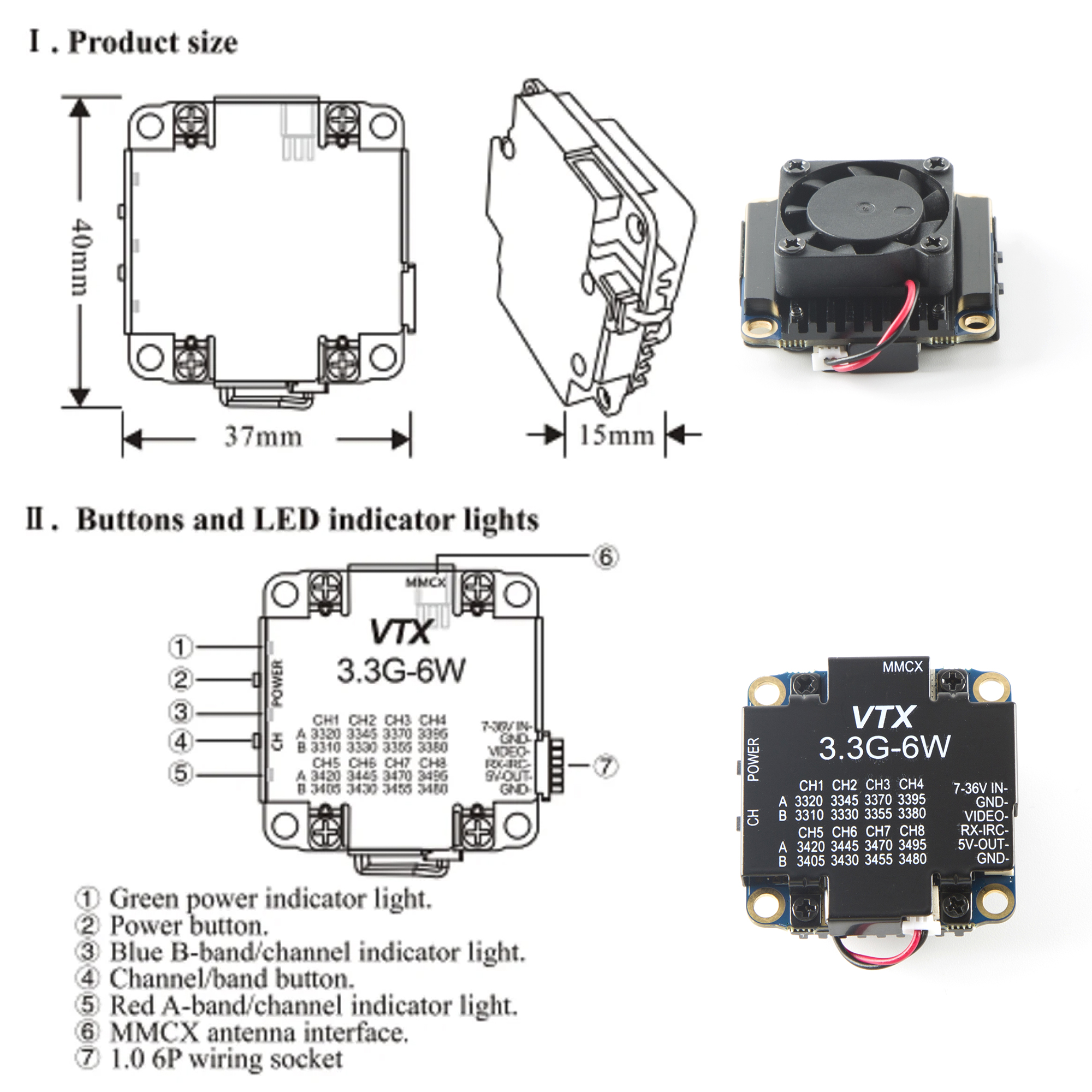 FPV Video Transmitter 3.3G 6W  - đánh giá và giá Drone Racing Transmitter